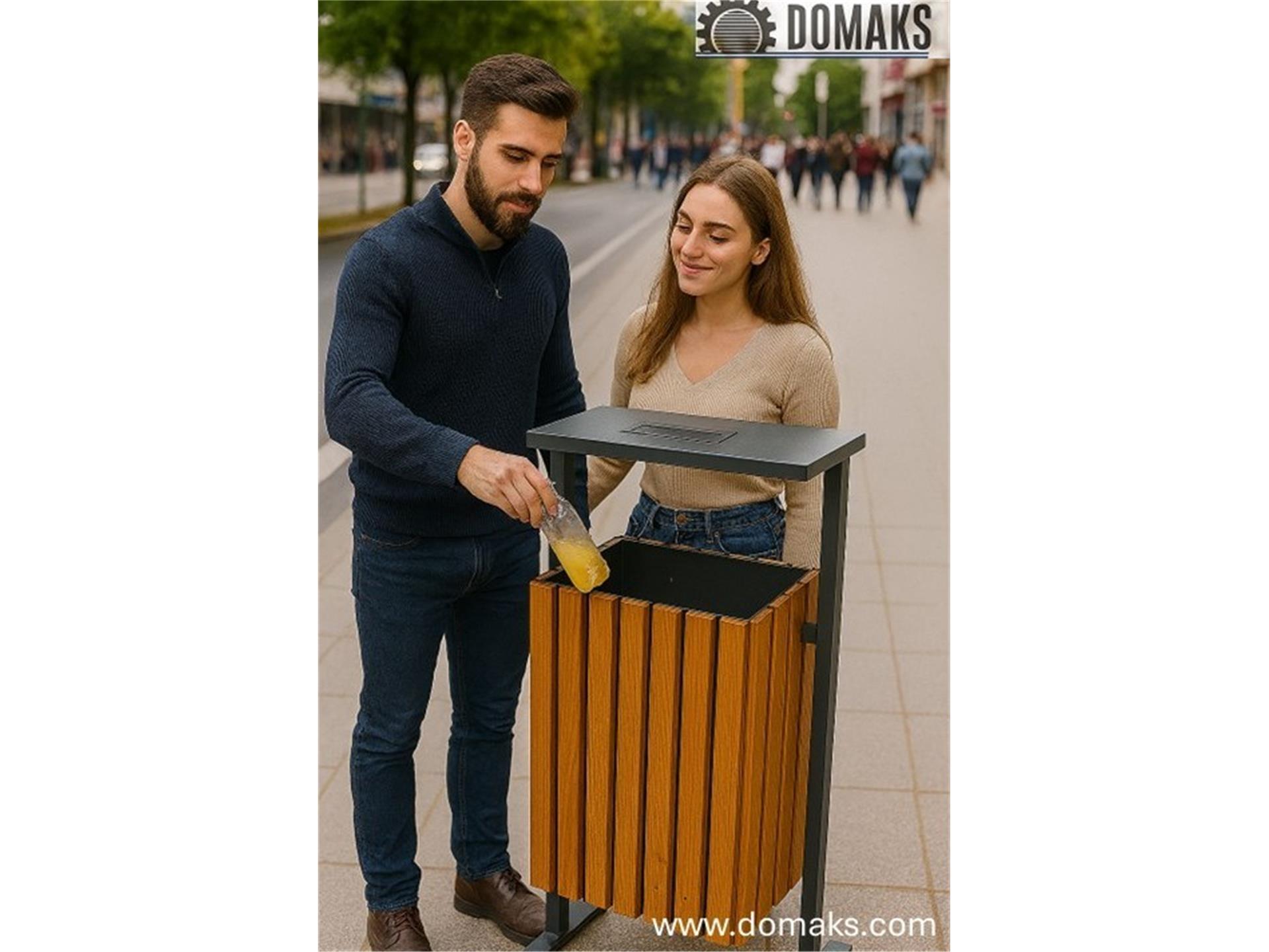 GARDEN WASTE BIN WOODEN COVER ROOF COVER WITH CIGARETTE BIN 1670 SERIES